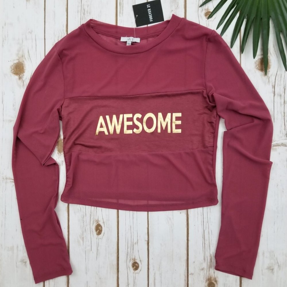 Forever 21 Iris Awesome Mesh Crop Top Mauve - Picture 8 of 12